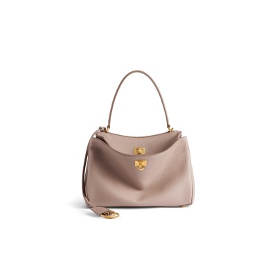 BALENCIAGA WOMEN'S RODEO HANDBAG SMALL GRAINED CALFSKIN IN SESAME 7897792ABV52914 (27*20*10cm)